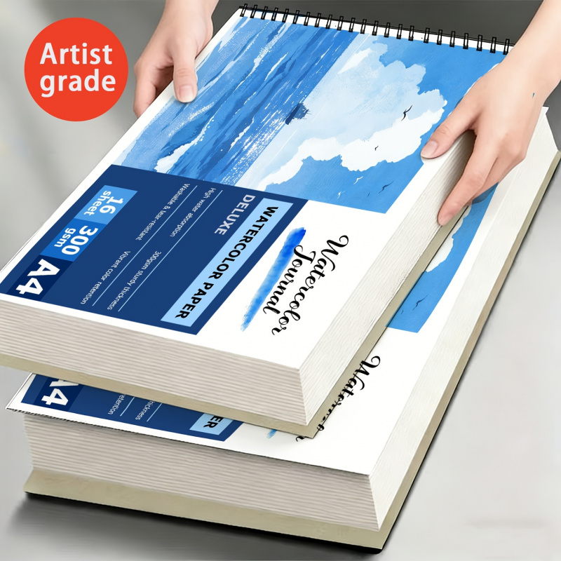 Stationery Books - 16枚入りA4スパイラル綴じ水彩パッド、300gsm粗い質感の無酸紙、アーティストや愛好家向け
