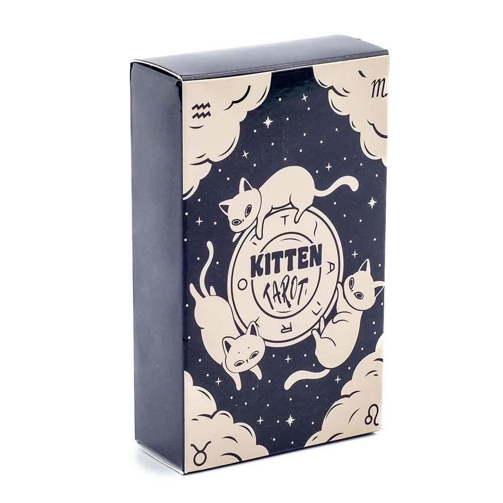 Tarot Deck With Guidebook - 子猫タロットデッキ ​​78 個かわいい黒と白初心者バージョン神秘的なボードゲーム楽しい占いキット