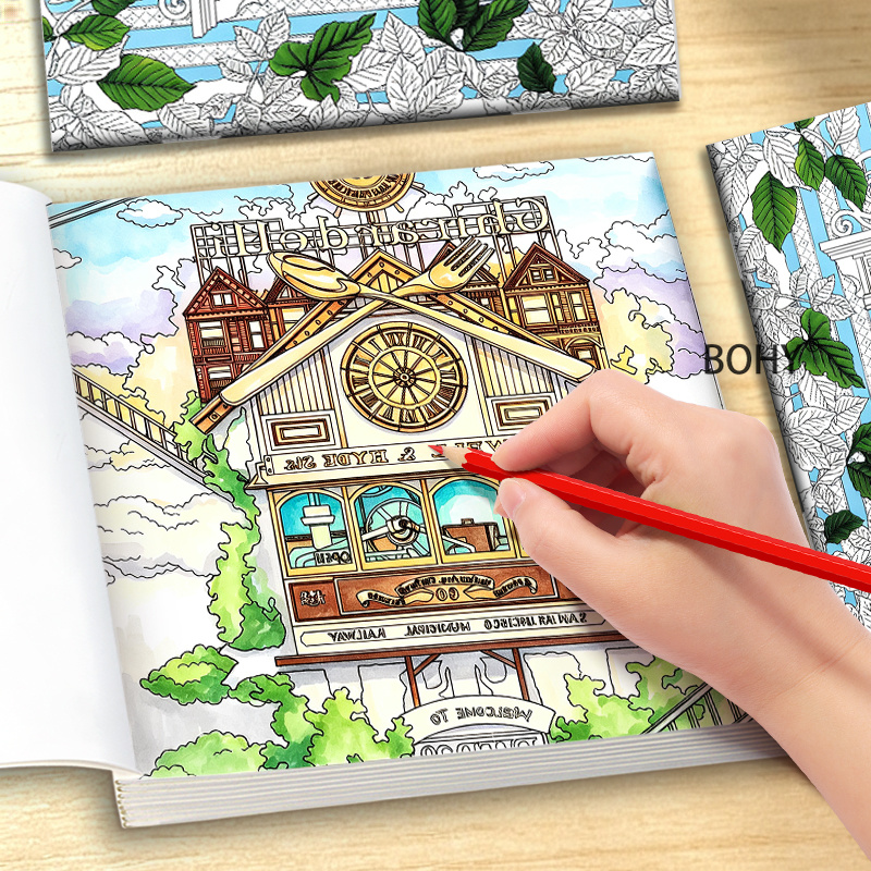 Adult Coloring Book Stress Relief - タイムトラベルをテーマにした塗り絵、美しいレトロな塗り絵ページ24ページ、大人のストレス解消、アート塗り絵練習