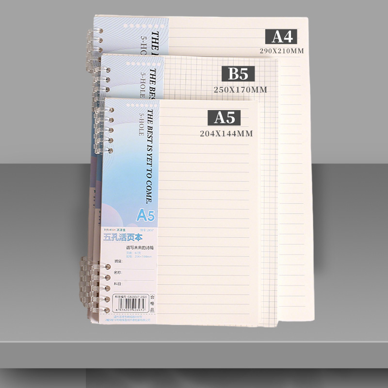 A5 Spiral Dotted Grid Notebook - A4、B5、A5サイズのルーズリーフノート用リフィル。60枚入り。かわいいデザインのリング式バインダー、インデックス付き、ドット罫、罫線なしのページ。文房具。