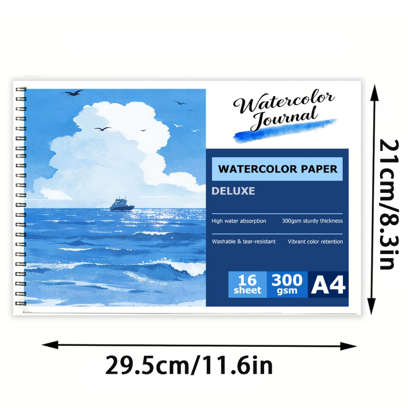 16枚入りA4スパイラル綴じ水彩パッド、300gsm粗い質感 - Stationery Books のレビューと価格