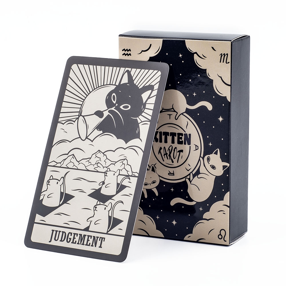 子猫タロットデッキ ​​78 個かわいい黒と白初心者バージョ - Tarot Deck With Guidebook のレビューと価格