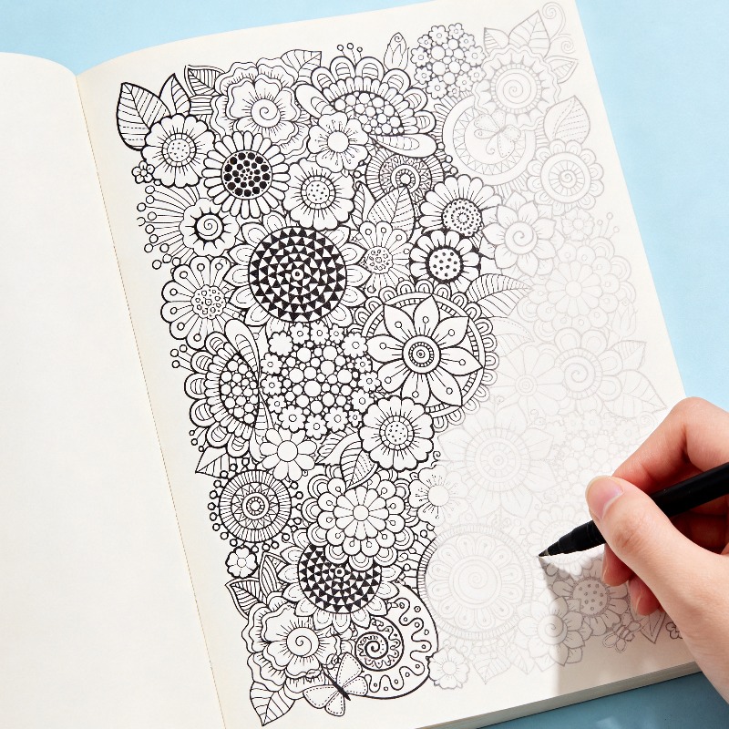 大人のためのストレス解消手描き落書きブック、宇宙/海/デザー - Adult Coloring Book Stress Relief のレビューと価格