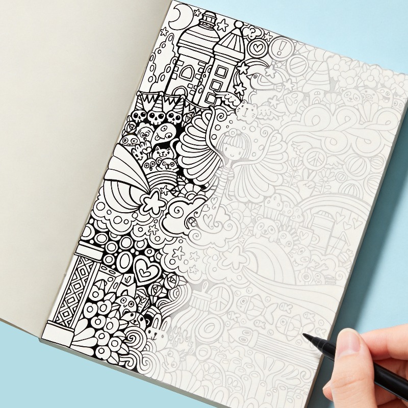 大人のためのストレス解消手描き落書きブック、宇宙/海/デザー - Adult Coloring Book Stress Relief のレビューと価格