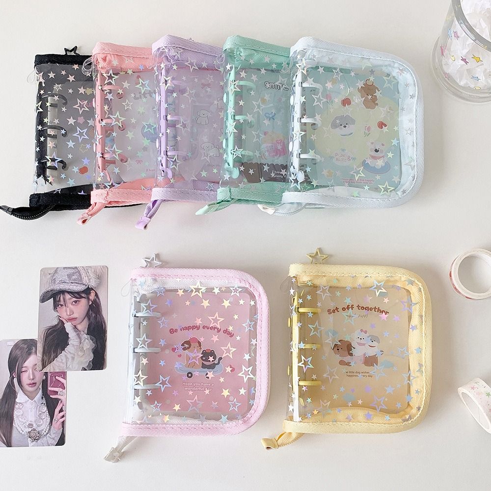 1個入り、INS風PVC製A8カードバインダー、星柄グリッタ - Kpop Photo Card Binder 3 Inch のレビューと価格