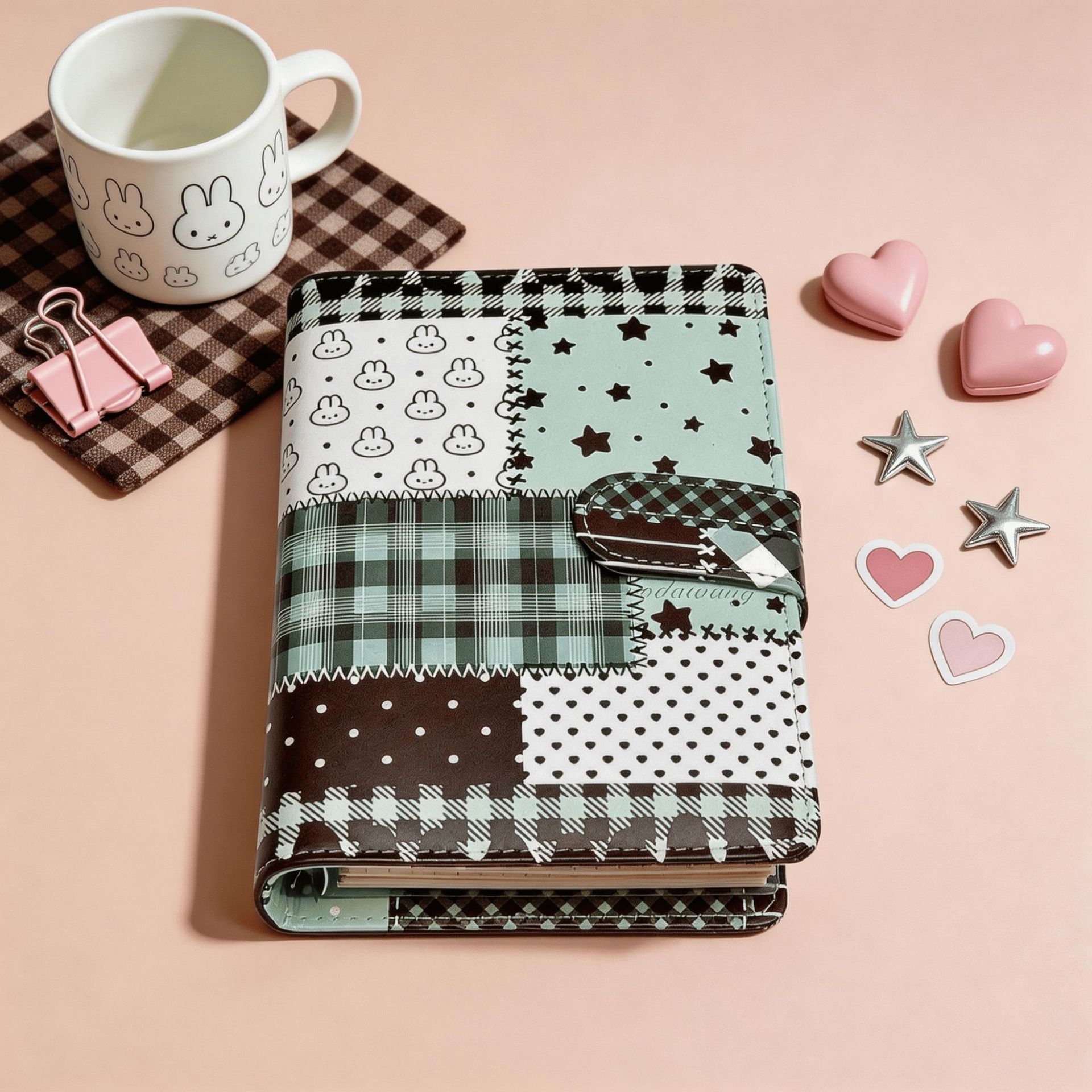 A6 グリーンスプライスグリッドノートブックルーズリーフノー - Vintage Leather Journal Notebook のレビューと価格