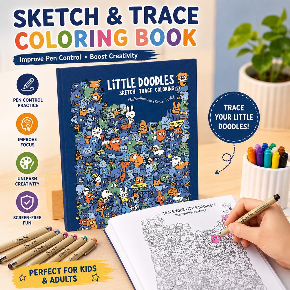 スケッチトレース・カラーリングブック。小さな落書き、ペンのコ - Adult Coloring Book Stress Relief のレビューと価格