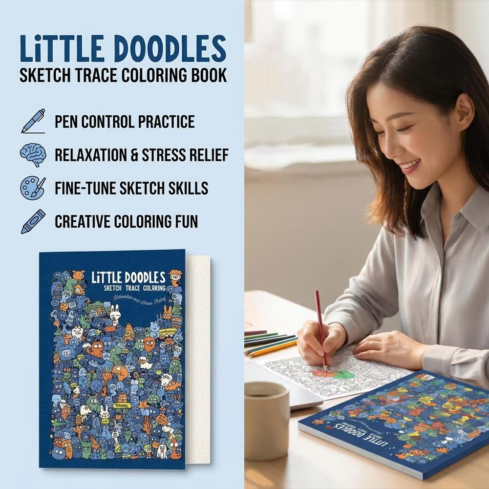 スケッチトレース・カラーリングブック。小さな落書き、ペンのコ - Adult Coloring Book Stress Relief のレビューと価格