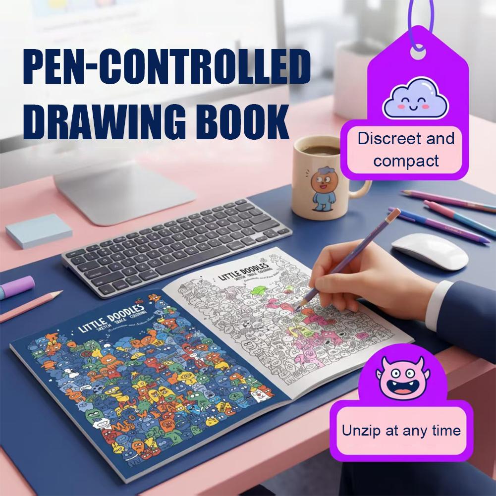 スケッチトレース・カラーリングブック。小さな落書き、ペンのコ - Adult Coloring Book Stress Relief のレビューと価格