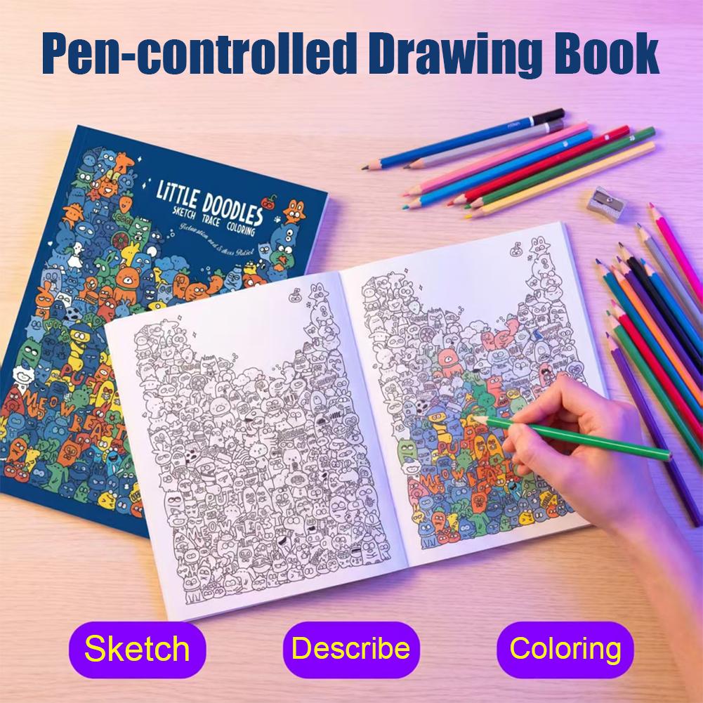 スケッチトレース・カラーリングブック。小さな落書き、ペンのコ - Adult Coloring Book Stress Relief のレビューと価格