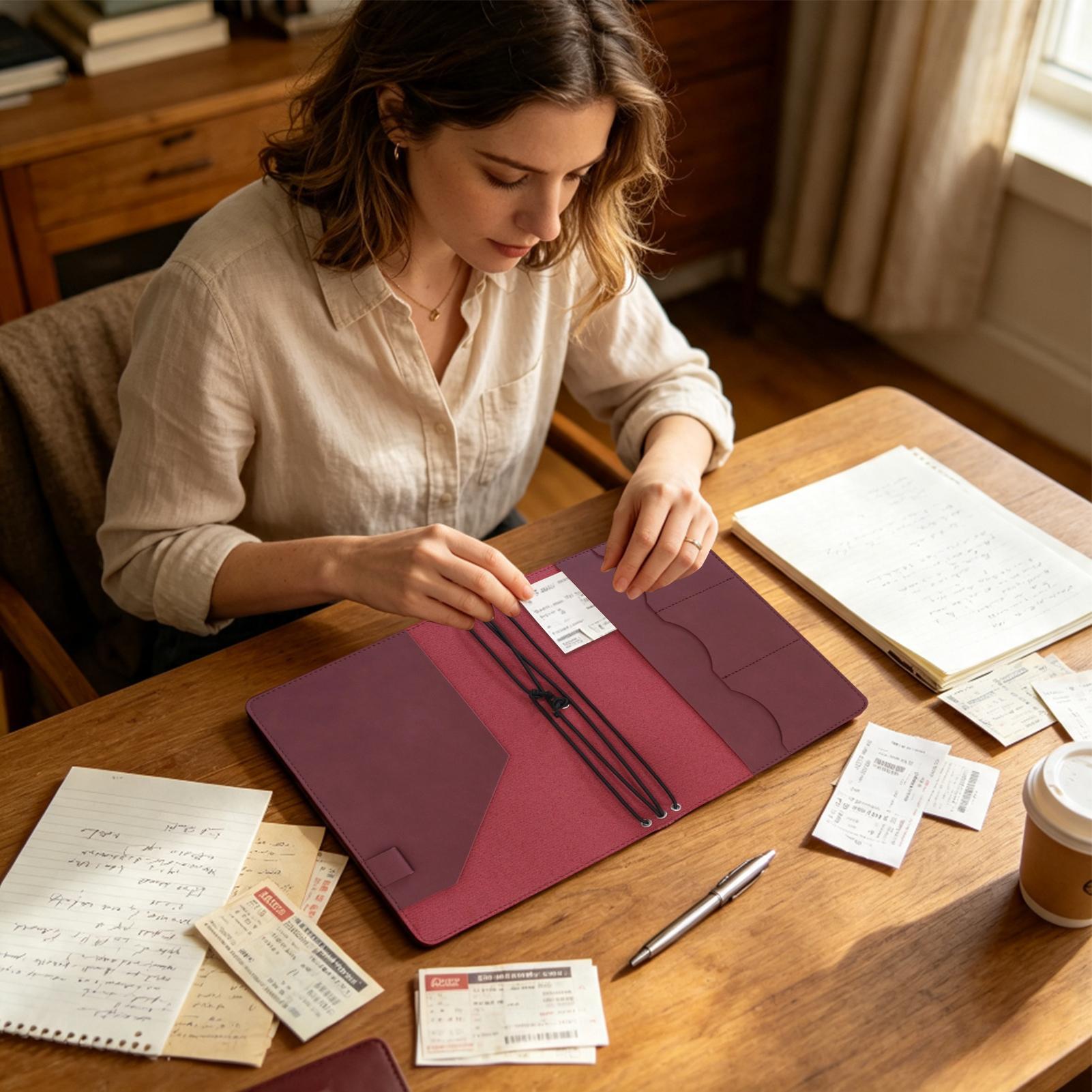 A5サイズのジャーナルカバー。ヴィンテージ風のPUレザー製。 - Vintage Leather Journal Notebook のレビューと価格